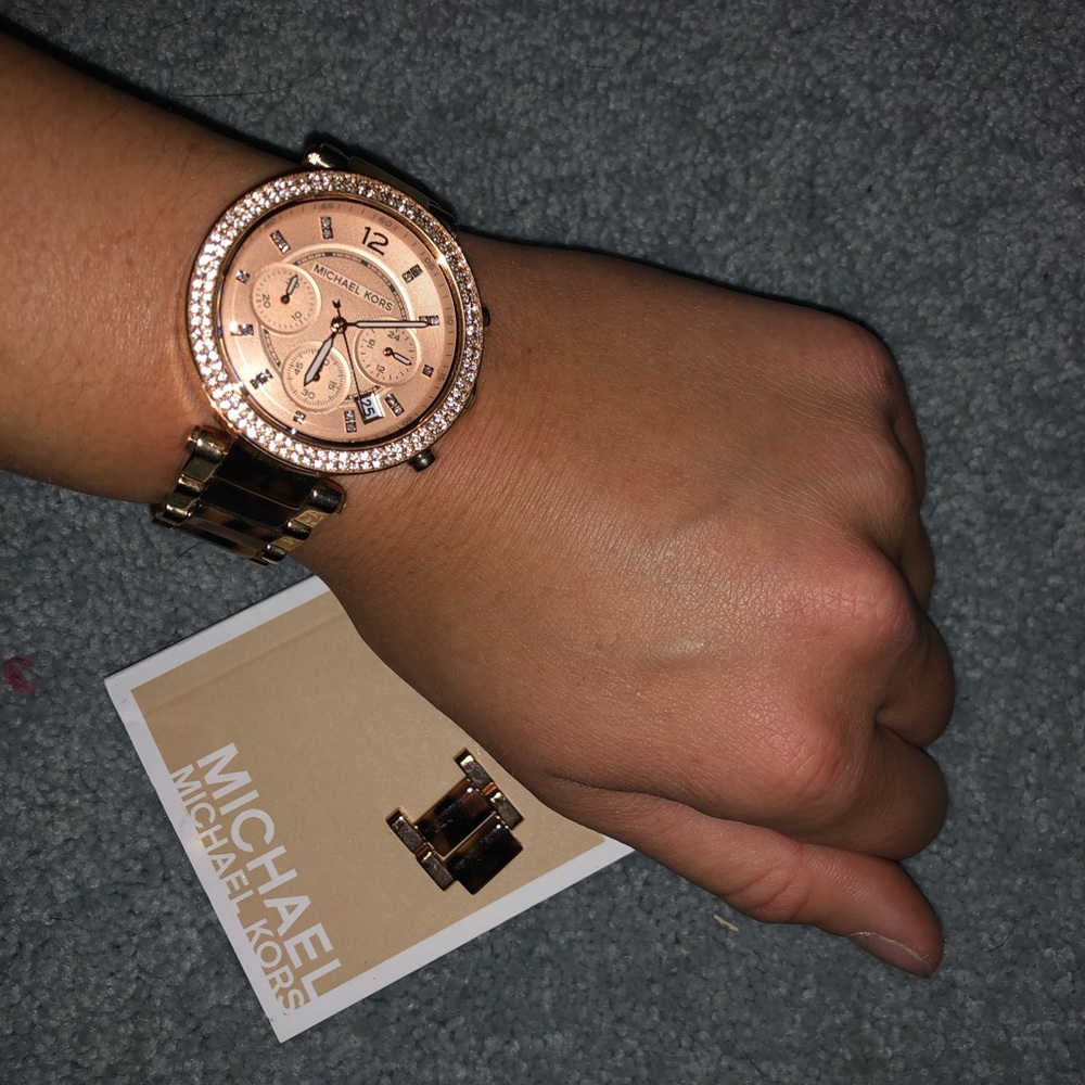 Michael Kors rose gold/ tortoise watch